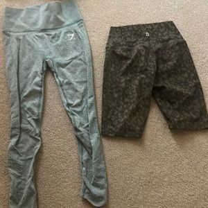 Gymshark leggings and buff bunny biker shorts